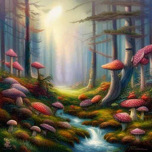 Ethereal Mushroom Forest in Fantasy Style