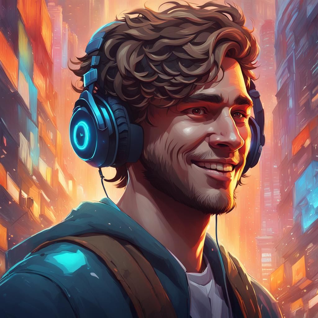 Detailed Portrait of Smiling Young Man