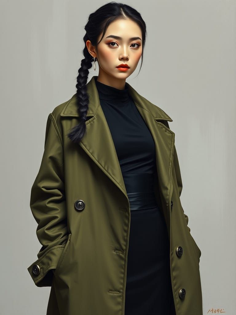 Surreal Japanese Woman Embracing Avant-Garde Elegance in Neo...