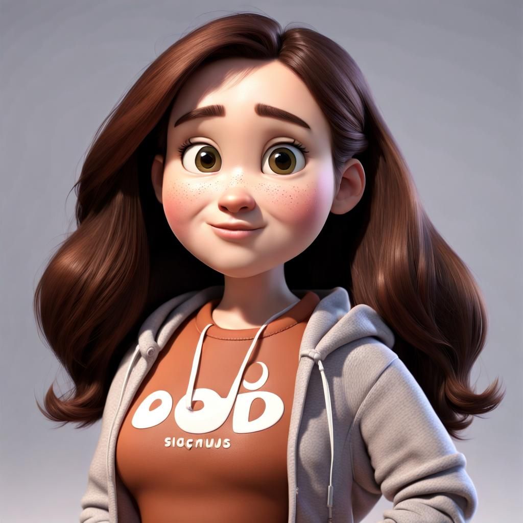 Pixar Style 3D Character with Freckles