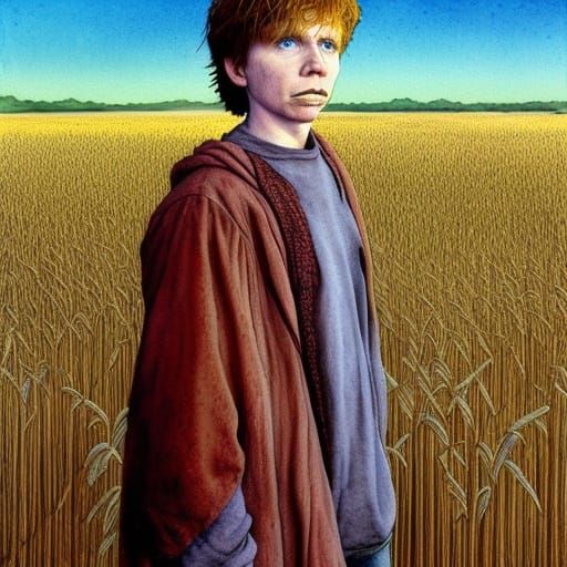 Cornfield Teen Portrait in Watercolor Style