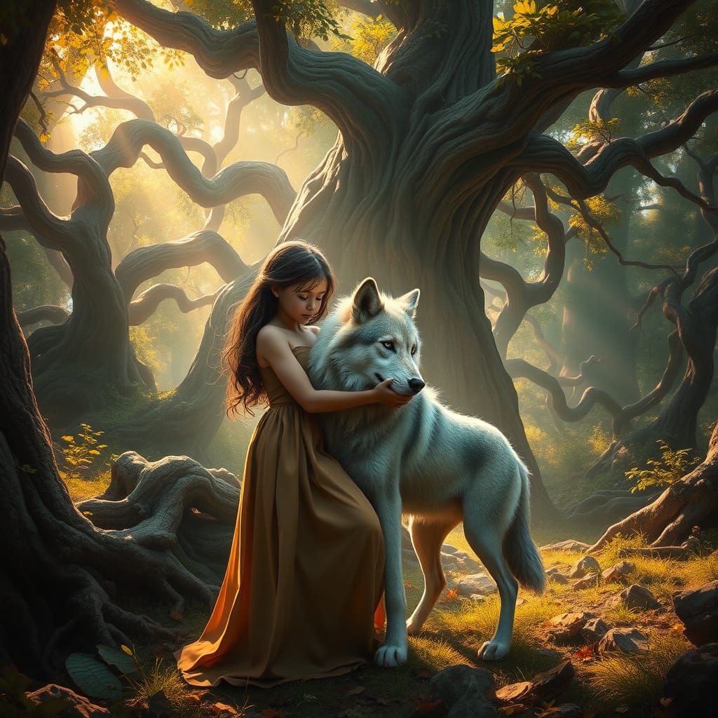 Enchanting Forest Encounter in Mystical Style