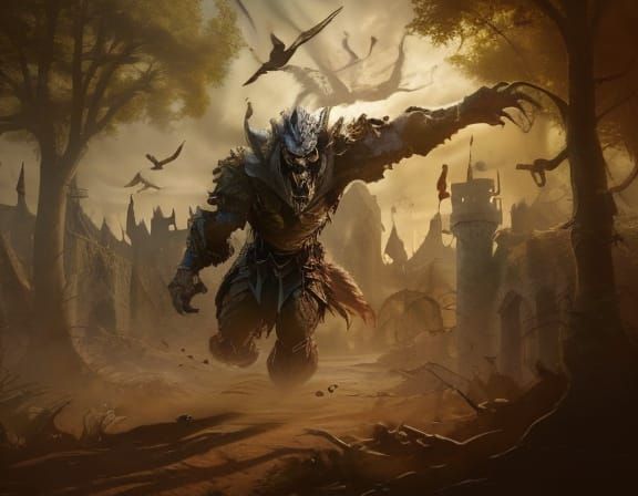 Dragon Over Castle Fantasy Matte Painting