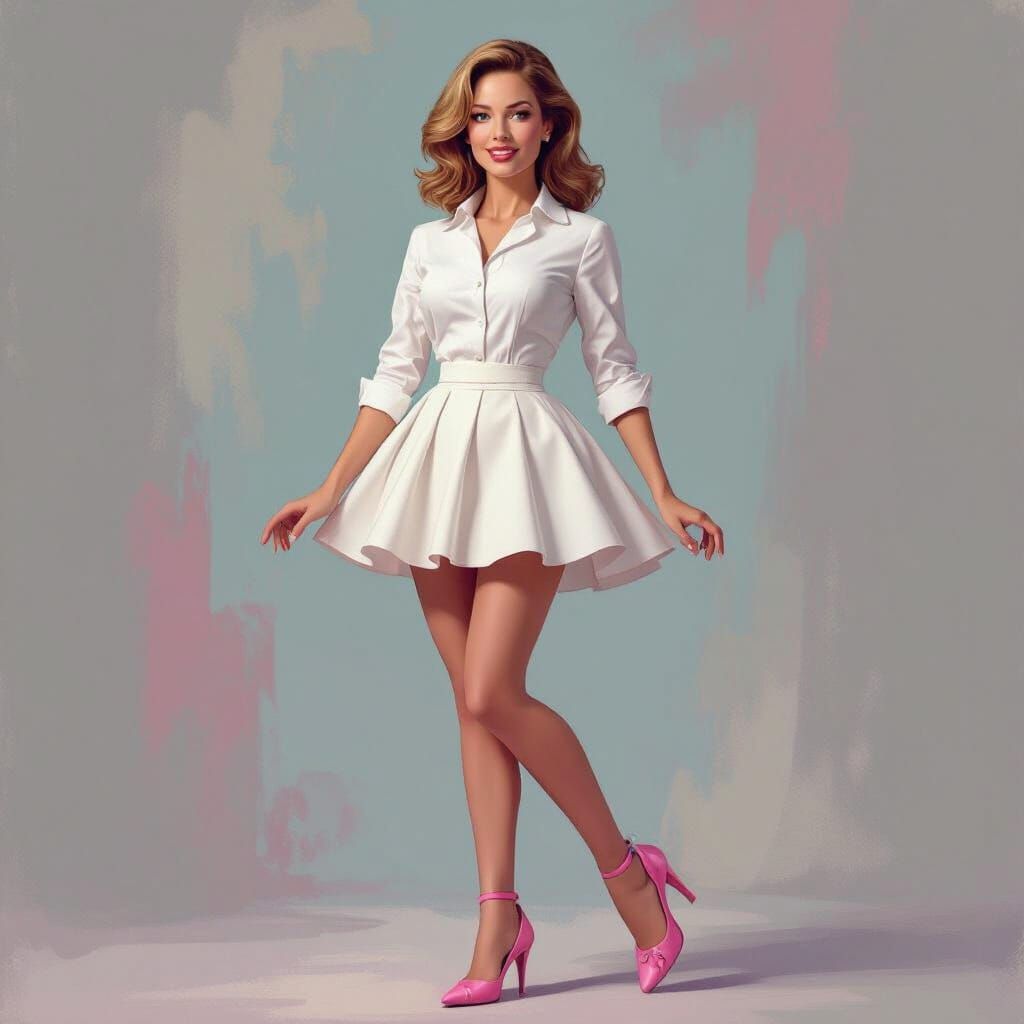 Ballerina Doll in Pastel Colors: Digital Art