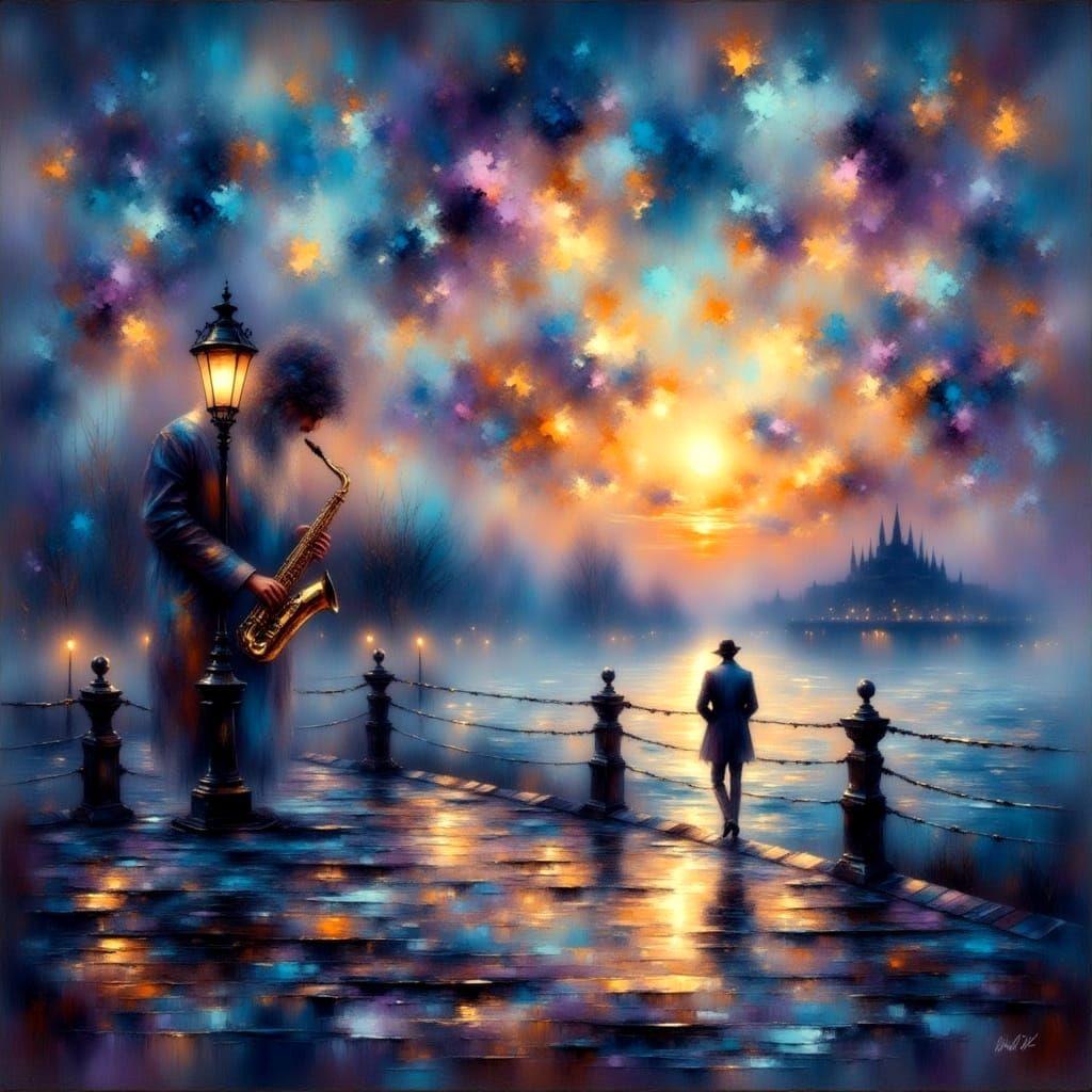 Jazz Musician at Twilight: Impressionistic Film Noir