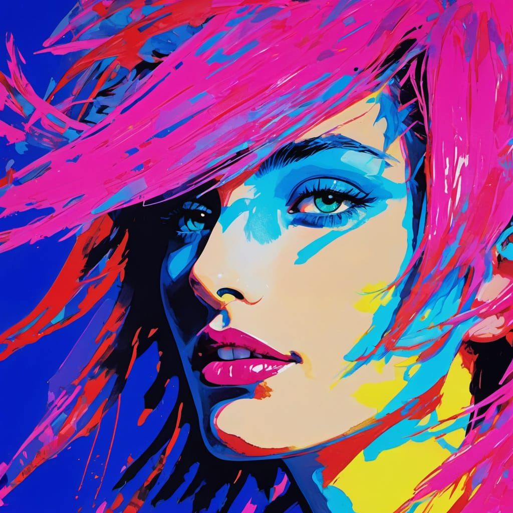 Vibrant Pop Art Portrait of a Woman