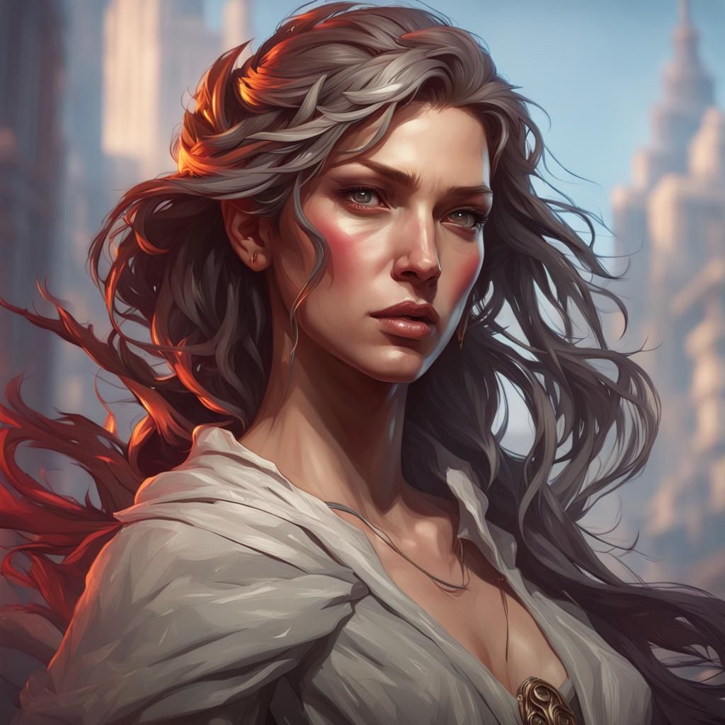 Dynamic Portrait Concept Art in Triadic Colors