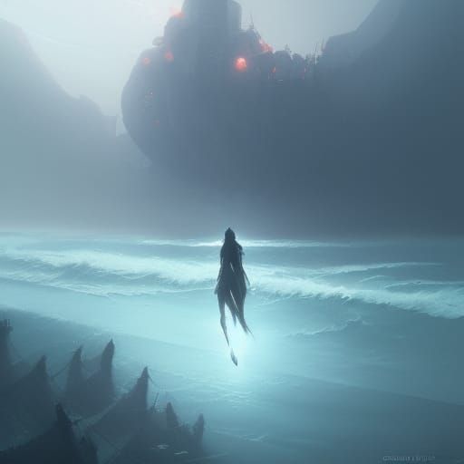 Sinister Floating Ocean Landscape