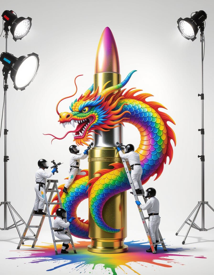 Airbrush Art: Dragon Painted on Chrome Bullet