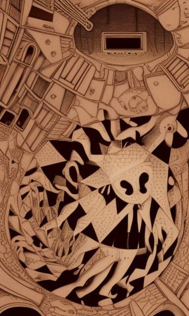 Surreal Dreamscape Inspired by Escher and Giger