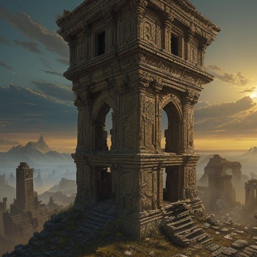 Explorer Discovers Ancient Ruin at Golden Hour