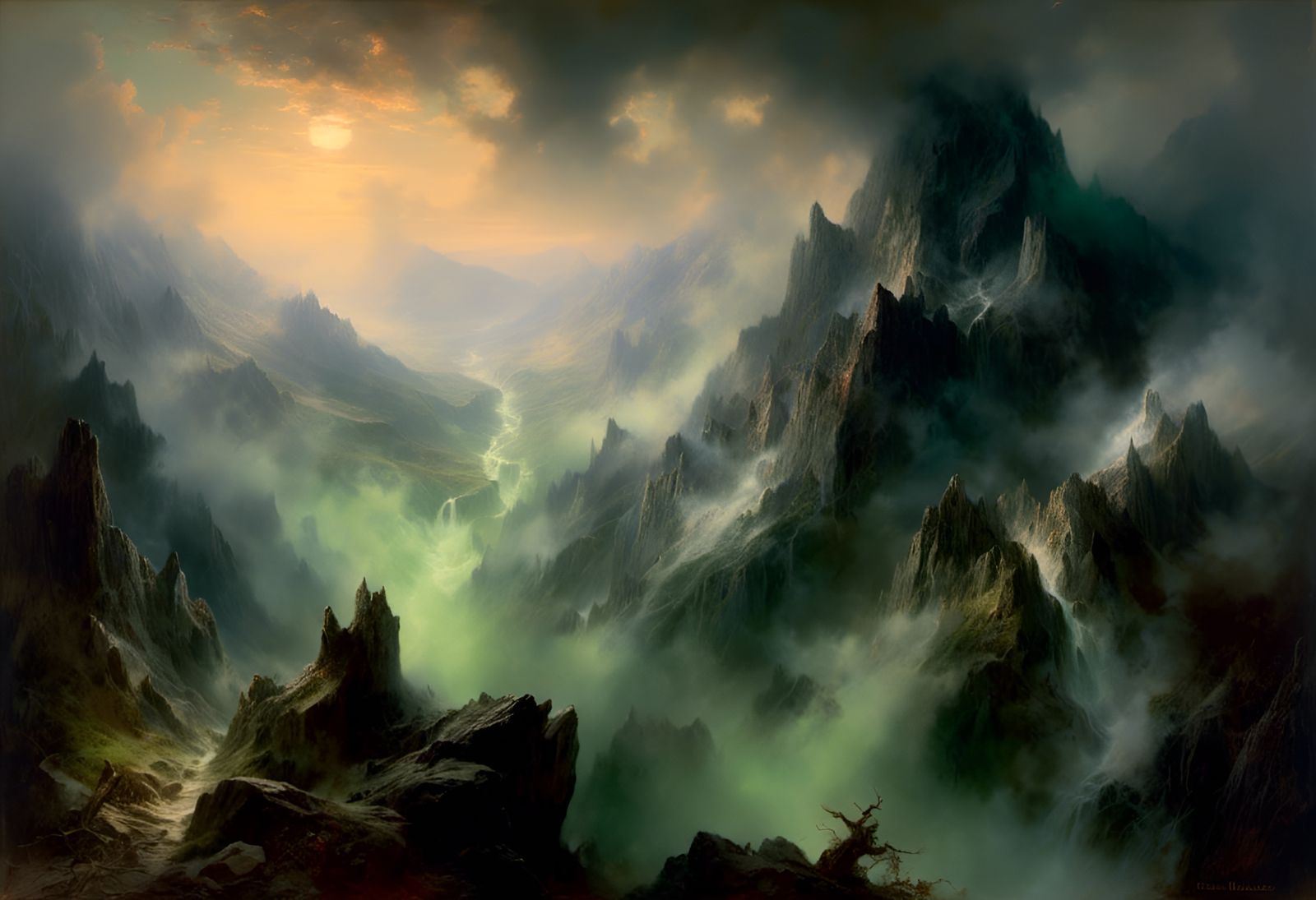 Ethereal Chasm: Macabre Fantasy Landscape