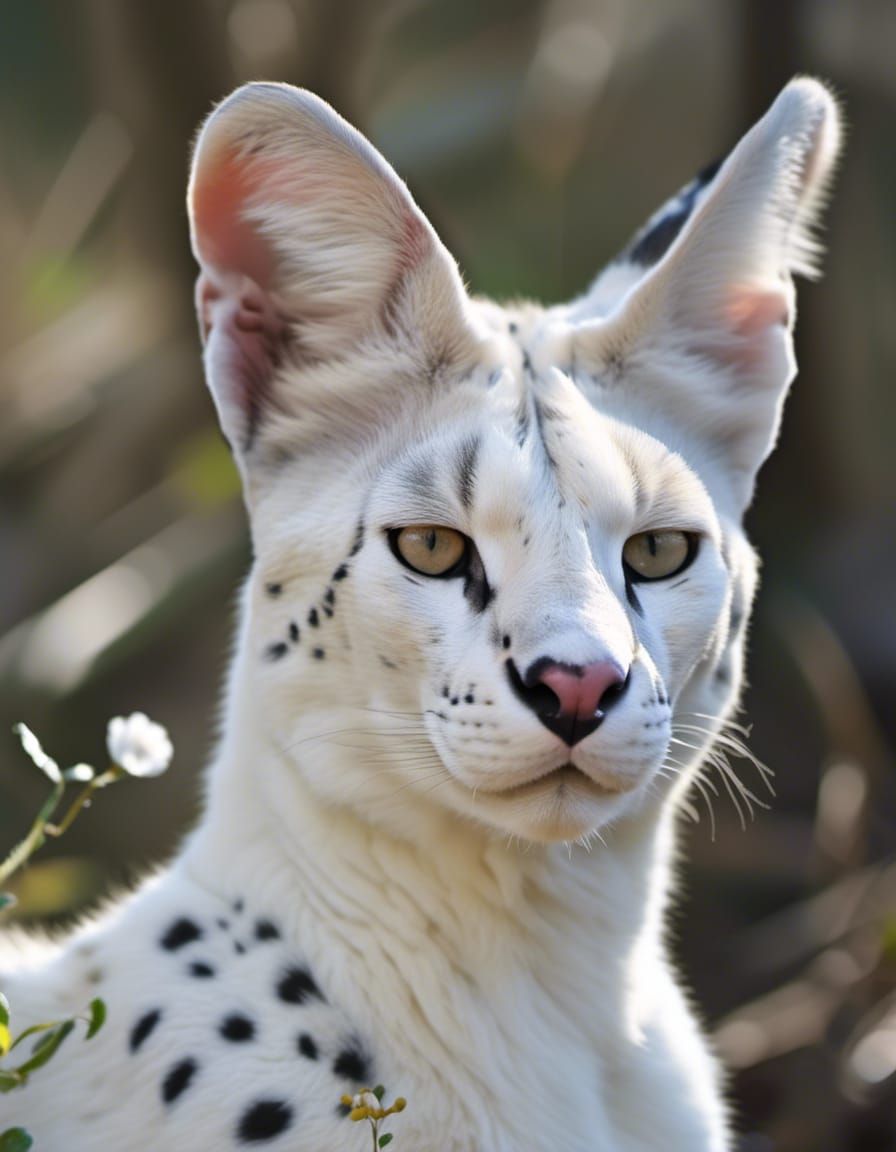 Serval – Leucistic Serval (white Serval) in the African Wilderness 08 – 3:4 Format