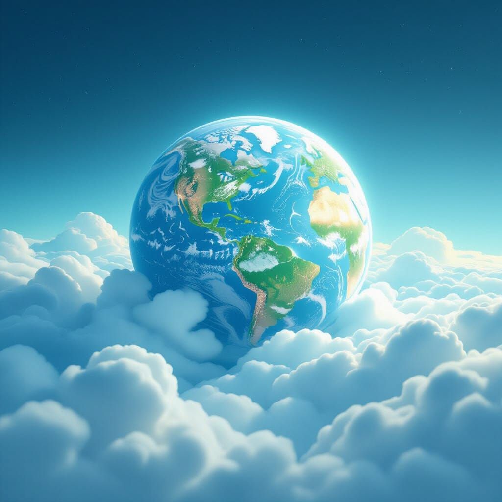 Ethereal Earth from Space in Digital Art Style