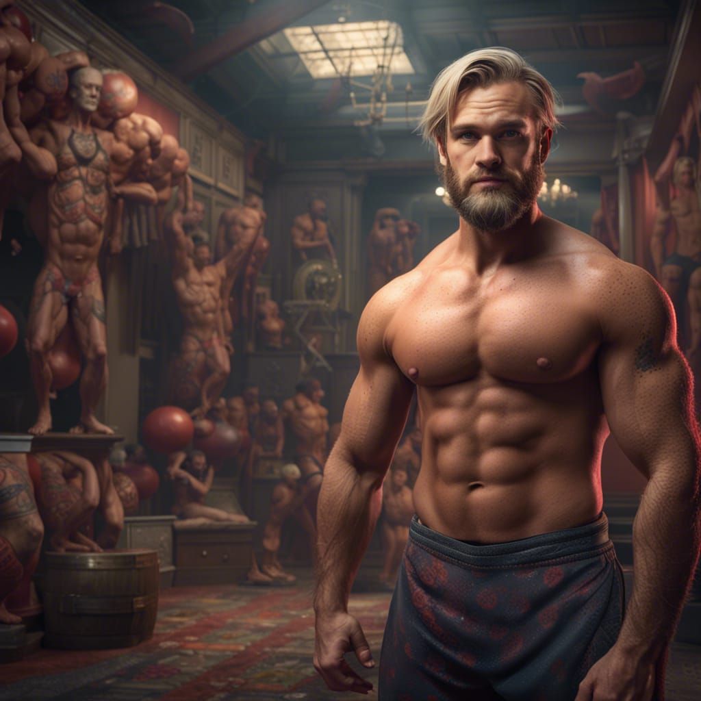 Muscular Figure in Detailed Fantasy Art Style