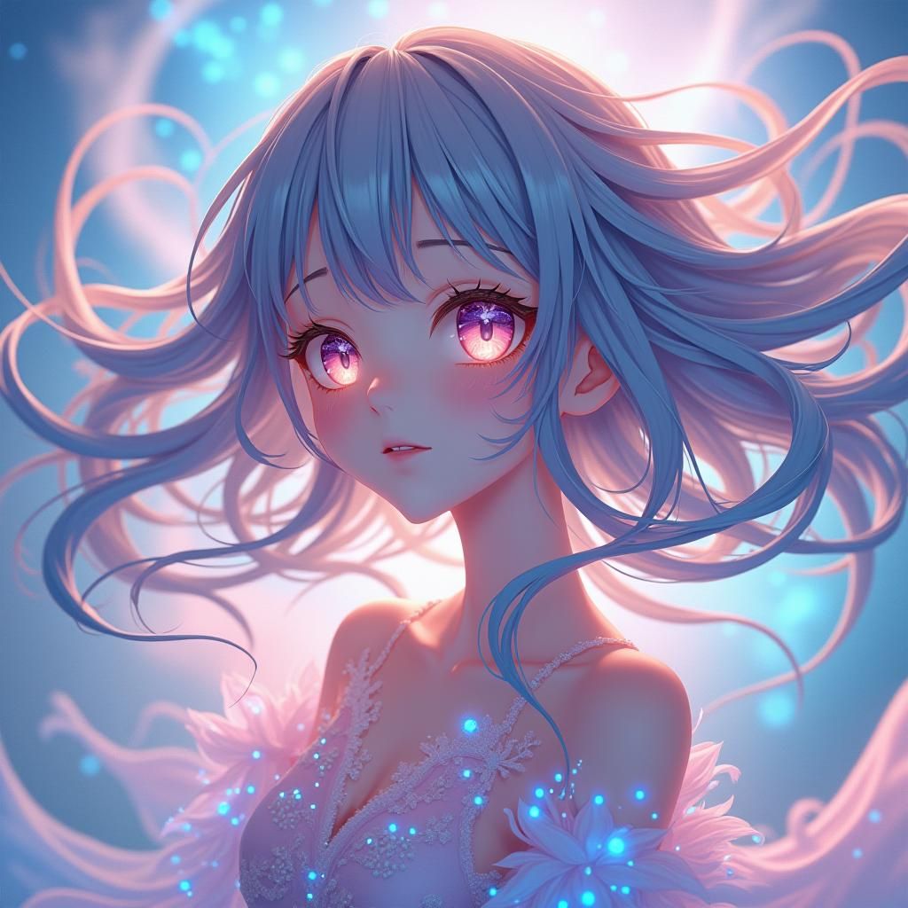 Anime Girl Utopia in Optical Illusion Art