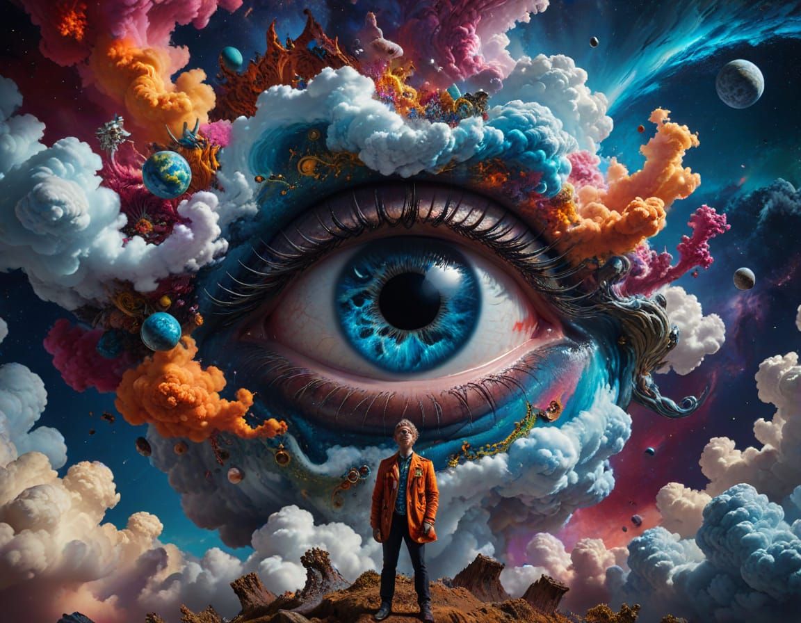 Earth Eye Portrait in Hyper-Maximalist Style