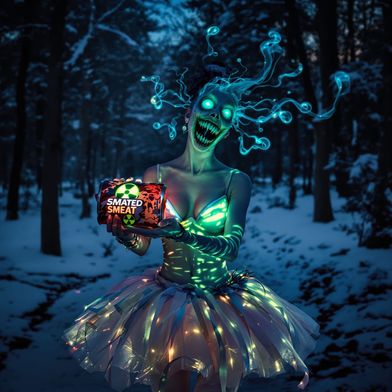Radioactive Ballerina in Dark Forest, Horror Art