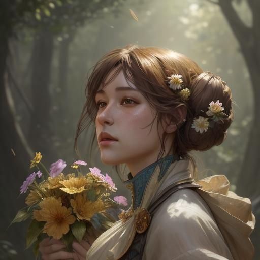 Forest Beehive with Flowers: Hyperdetailed Concept Art
