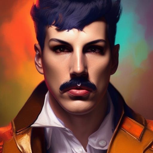 Freddie Mercury Portrait in Art Nouveau Style