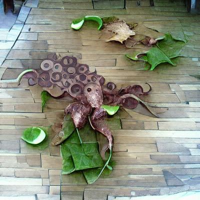 Autumnal Leaf Octopus: A Digital Rendering