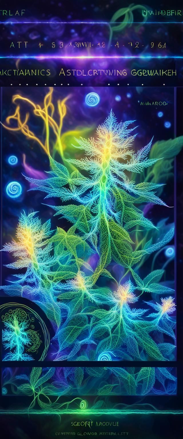 Cosmic Weed Close-Up with Glowing Seeds