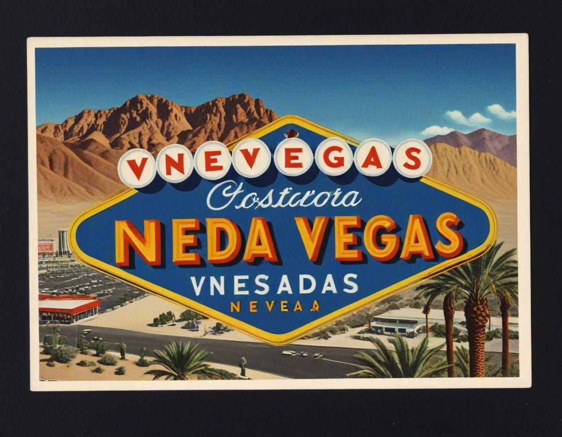 Vintage-Style Postcard of Bright Nevada Las Vegas