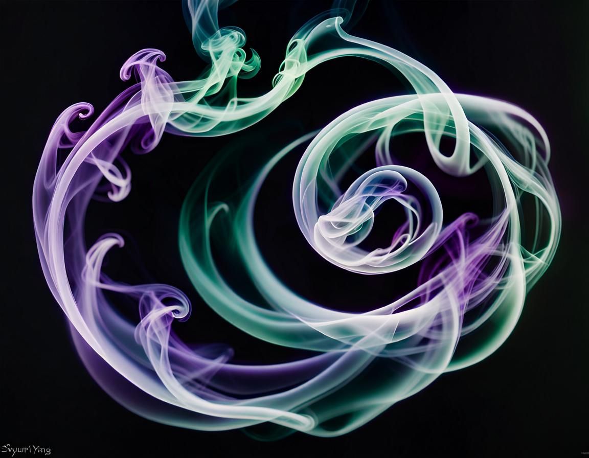 Surreal Smoke Yin-Yang in Deep Violet Hues