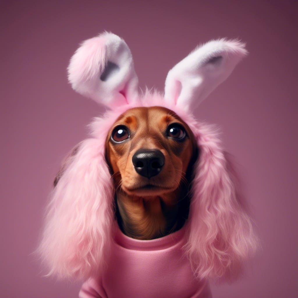 Dachshund Dog with Bunny Ears
