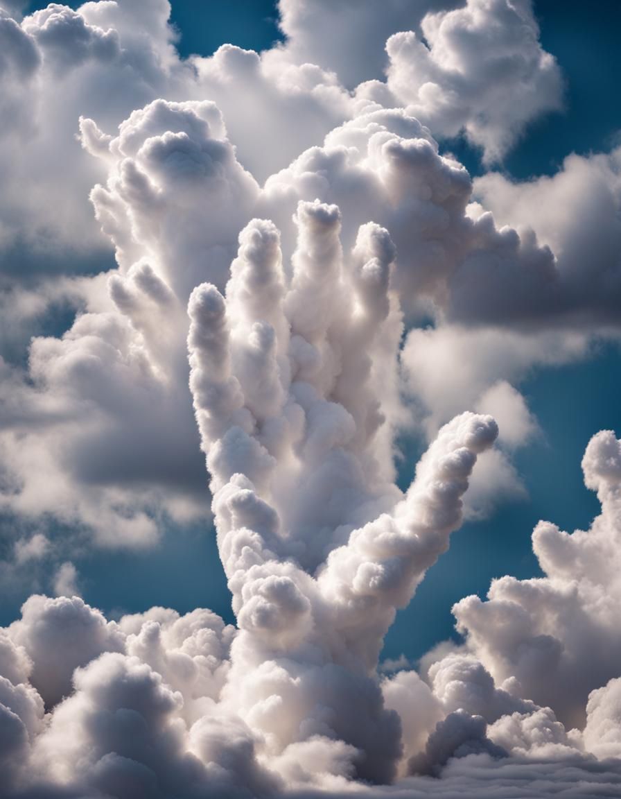 Fluffy Cloud Hand in Sunlight