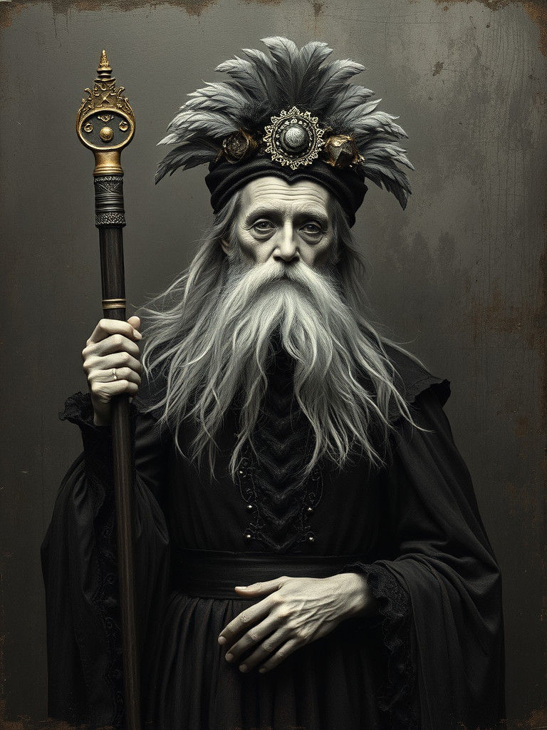 Vintage Crone Portrait in Tintype Style