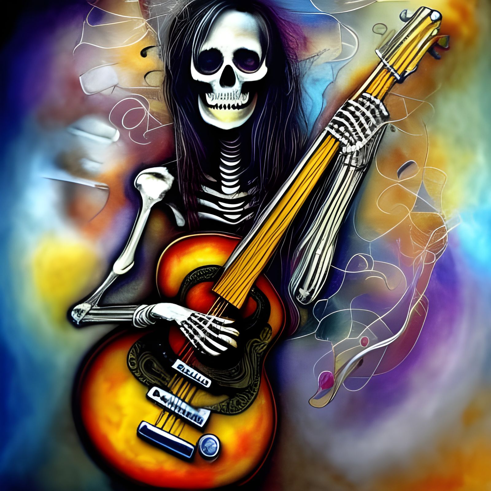 Skeleton Guitarist in Rubens Style