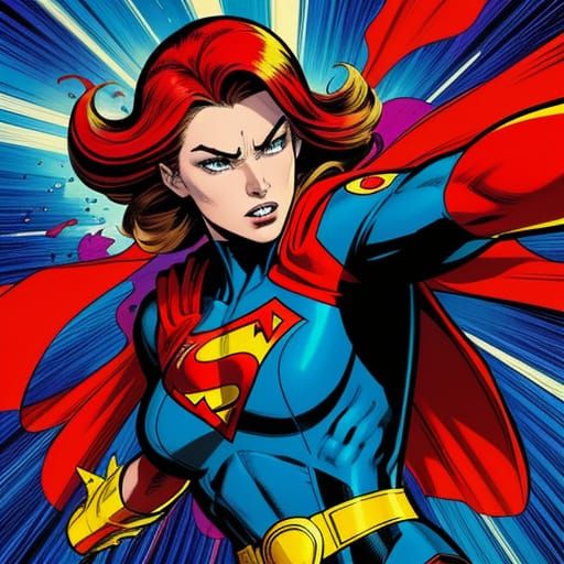 Female Superhero M in Classic Comic Book Style