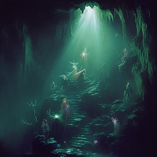 Glittering Faery Realm: Luminescent Crystals and Winged Crea...