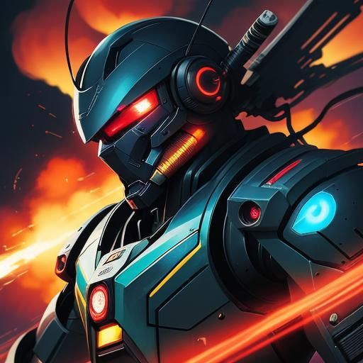 Pilot in Transforming Mecha Cockpit in Manga Style