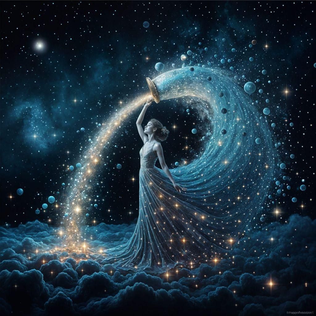 Celestial Woman Creates Galaxies From Stars