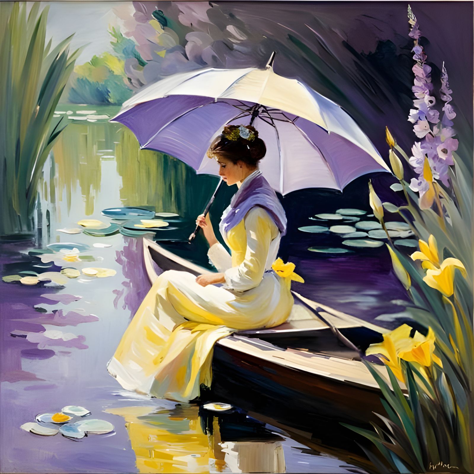 Woman on a Boat v8.2 - Sad Woman Sitting on a Boat