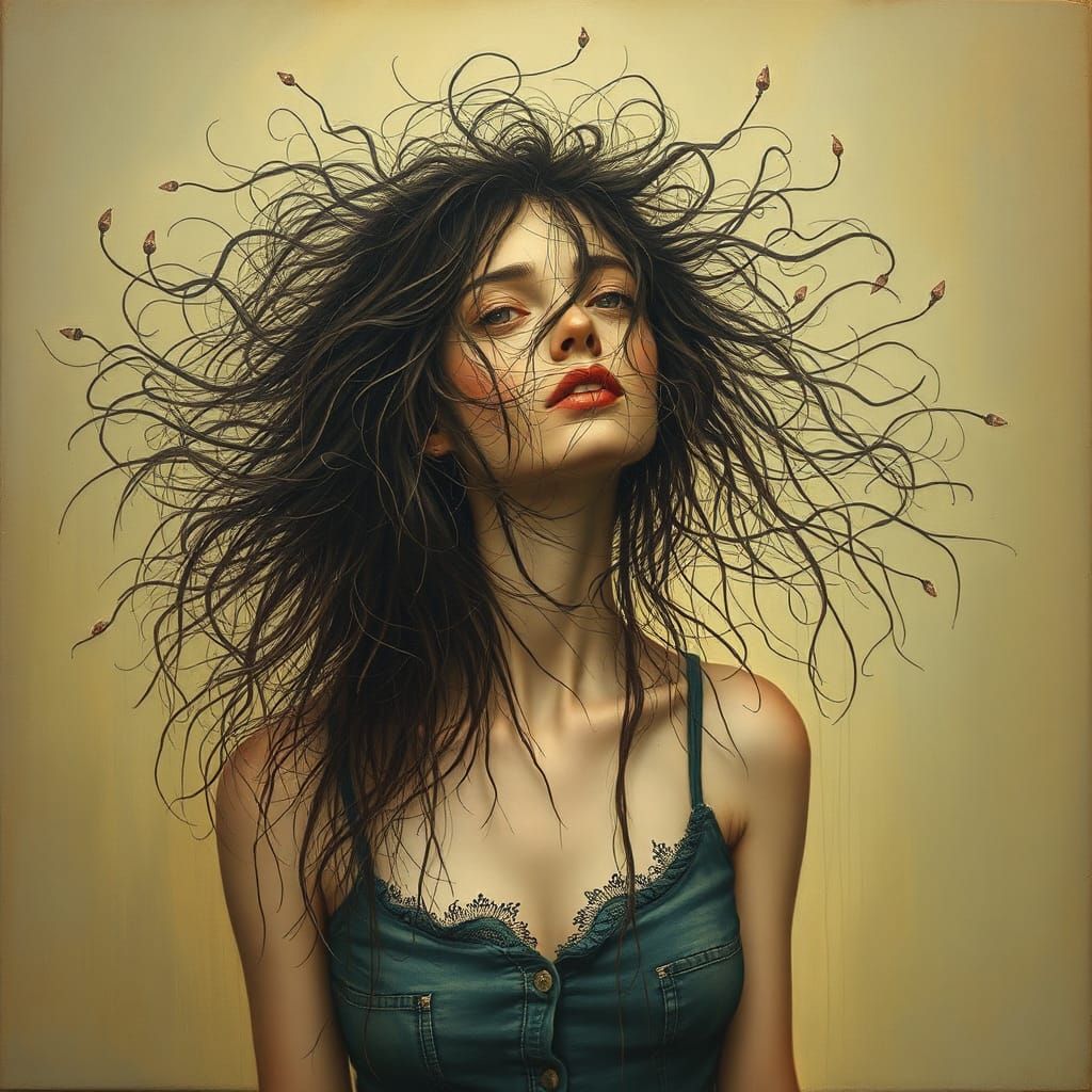 Surreal Tangled Hair, Salvador Dali Style