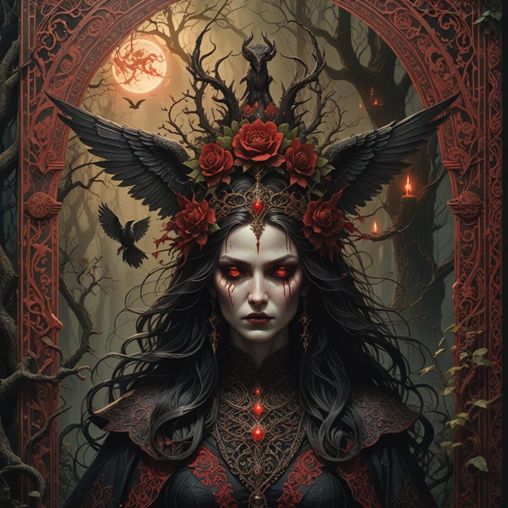 Ancient Goddess Lilith in Dark Fantasy Gothic Style