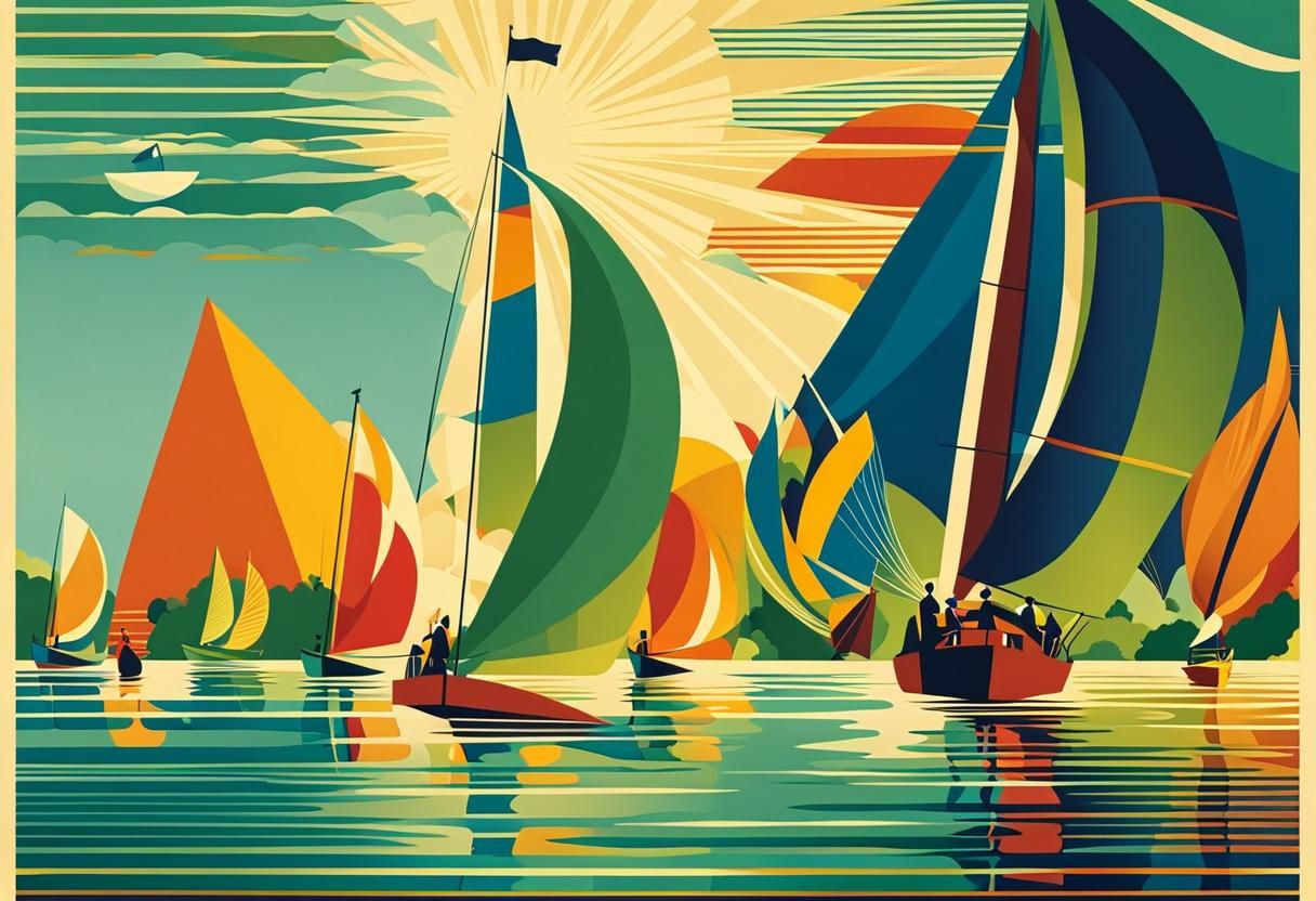 Art Deco Sailing Regatta Poster Illustration