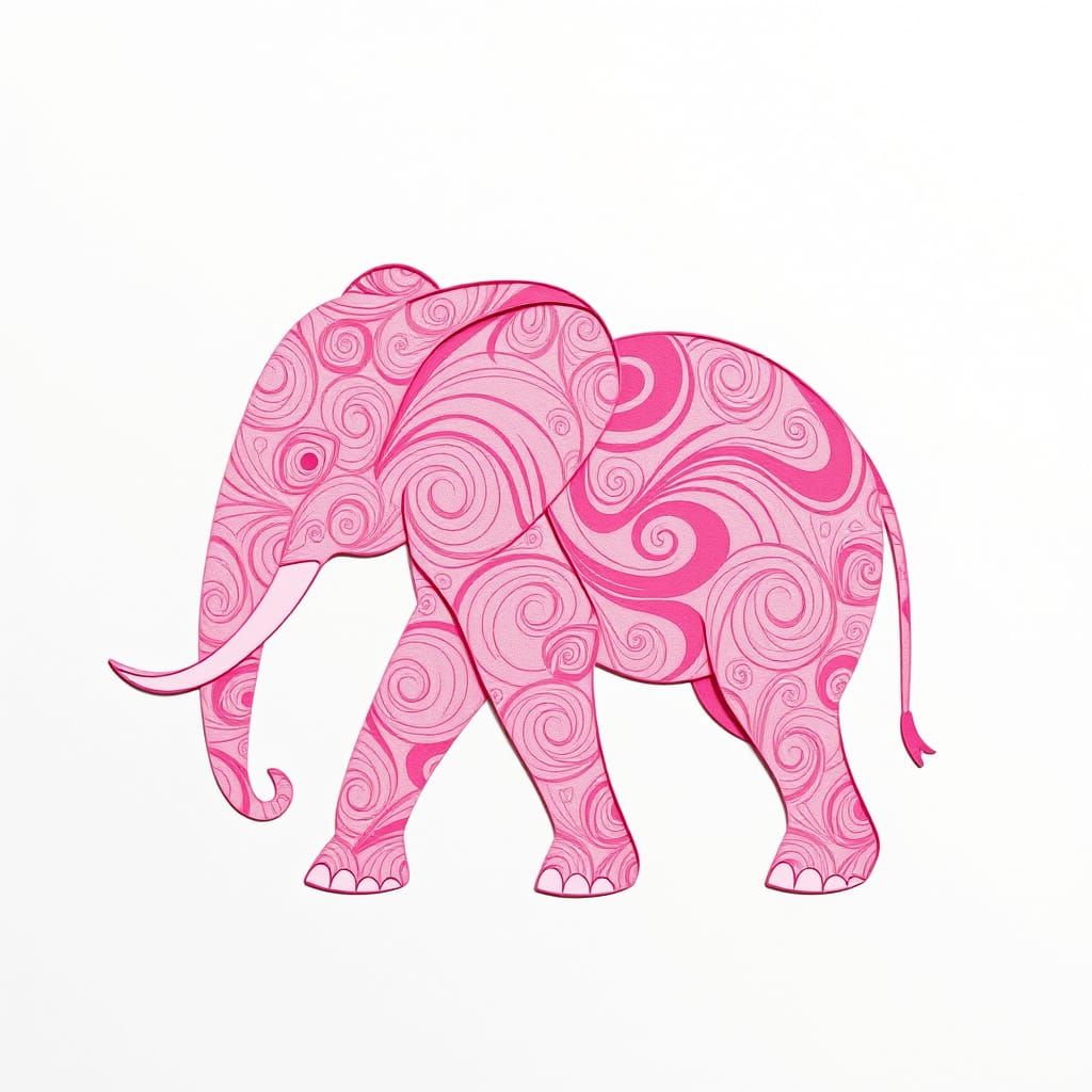 Vibrant Geometric Elephant in Pink Hues