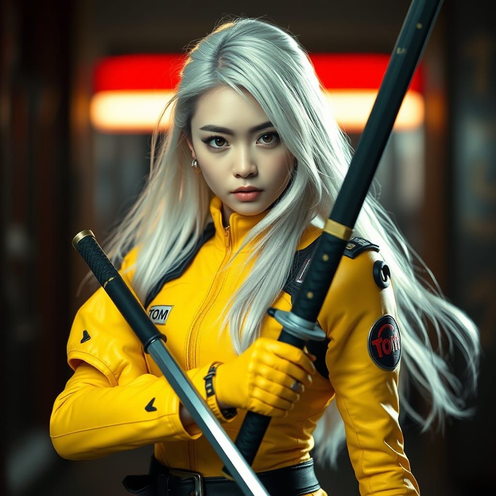 Cyberpunk Samurai: Japanese Woman in Mech Suit