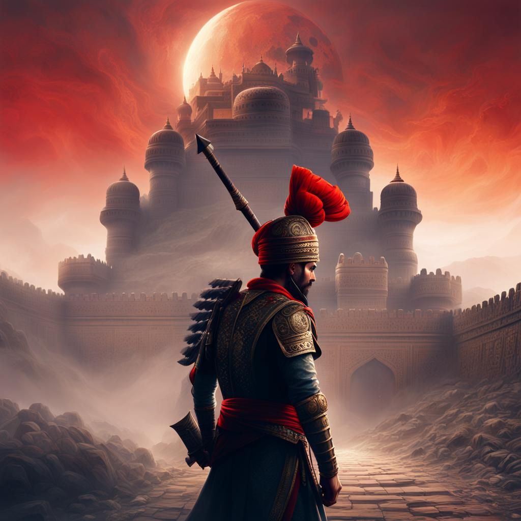 Maratha Soldier Guarding Fort: Digital Matte Painting