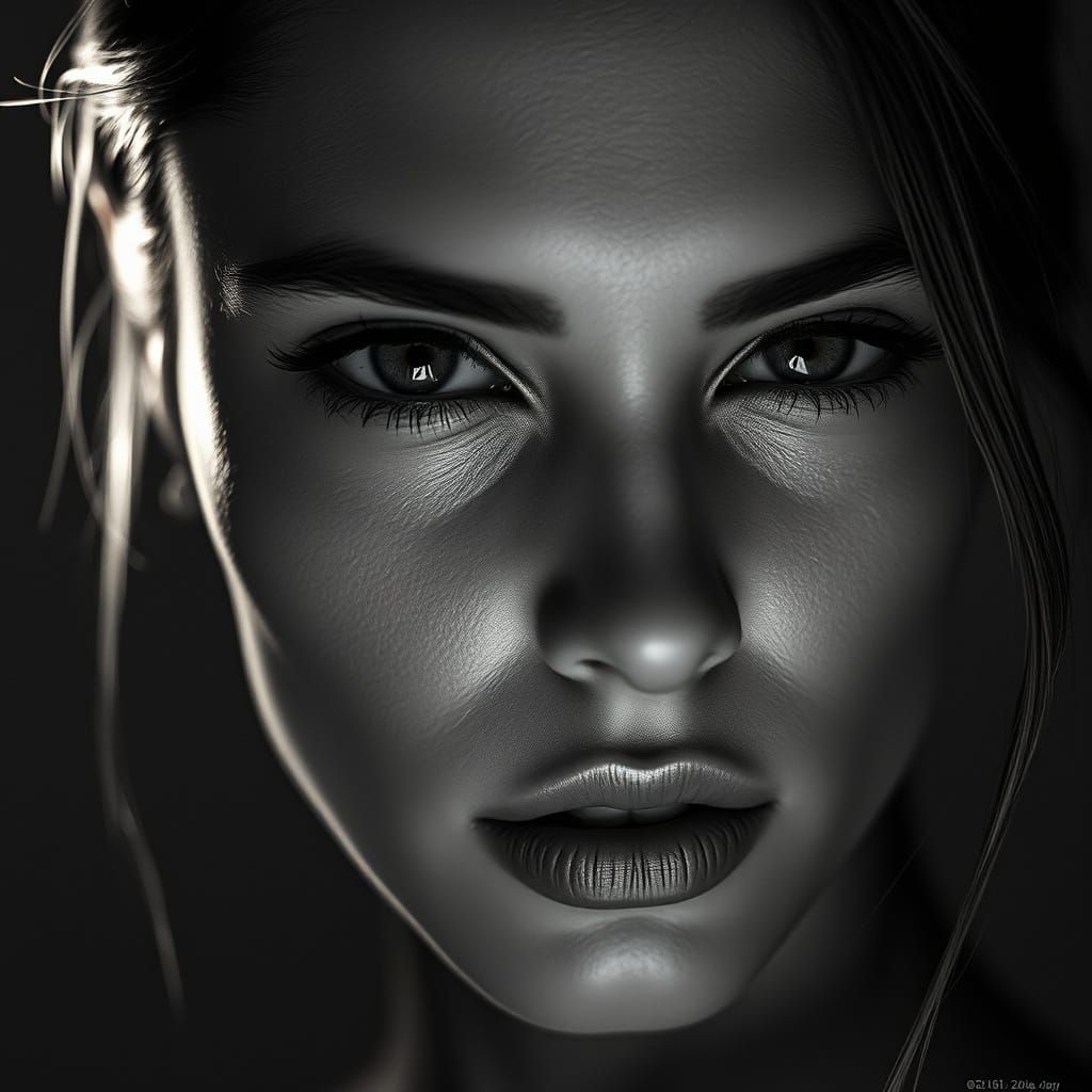 Stunning Black and White Fashion Portrait in 8K Resolution