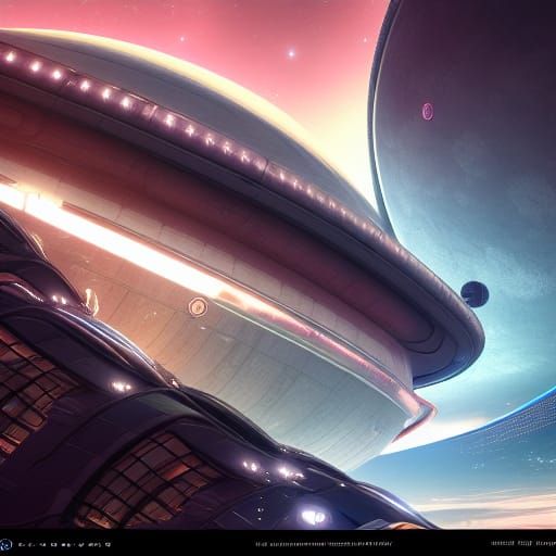 Futuristic Space Station Concept Art in Deep Color