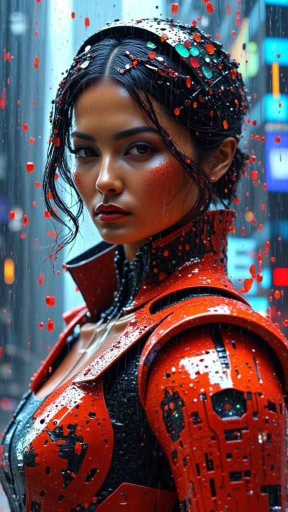 Æon Flux in Anime Style with Mecha Armor