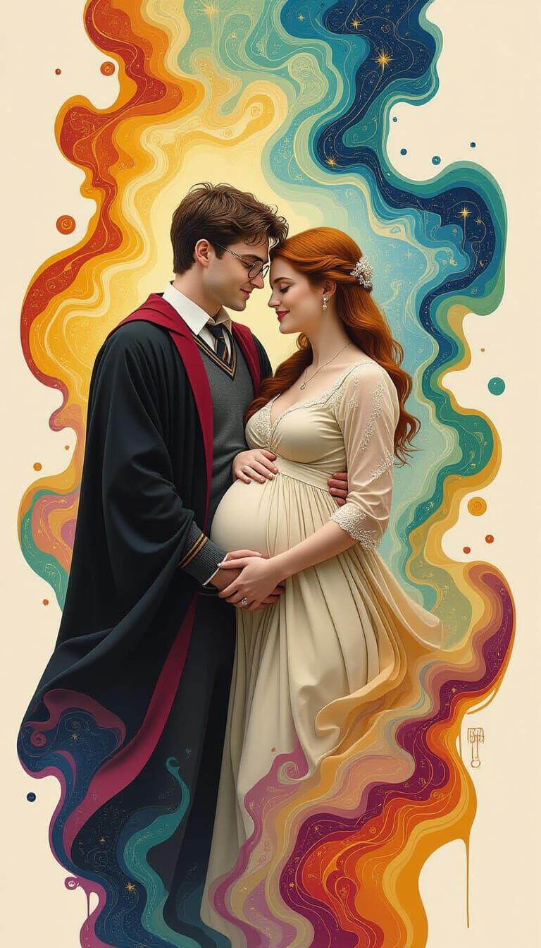 Harry Potter and Ginny: A Surreal Dali-esque Embrace