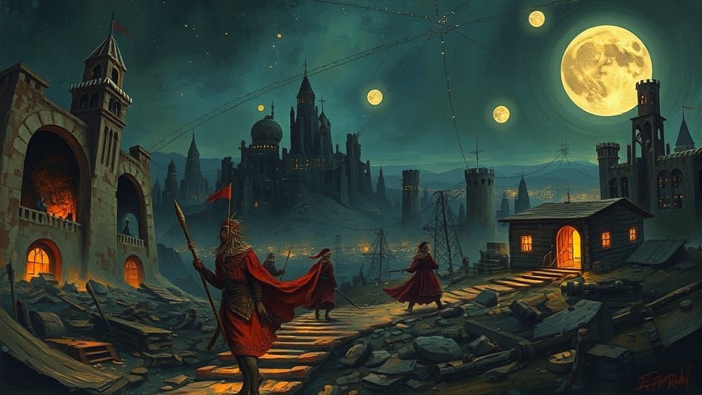 Gypsy Warriors in Post-Apocalyptic Wasteland: Dark Fantasy