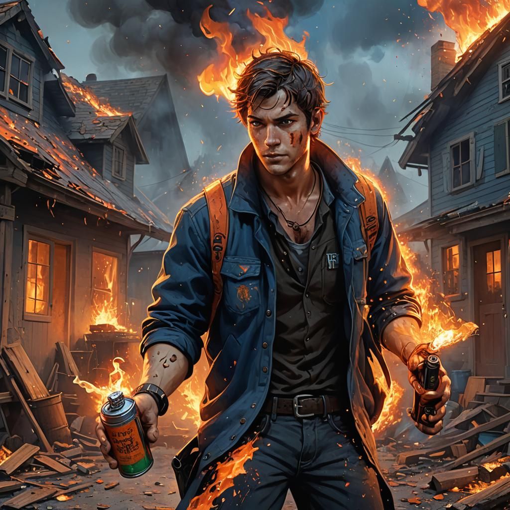 Fantasy Art: Student Ignites House in Fiery Scene
