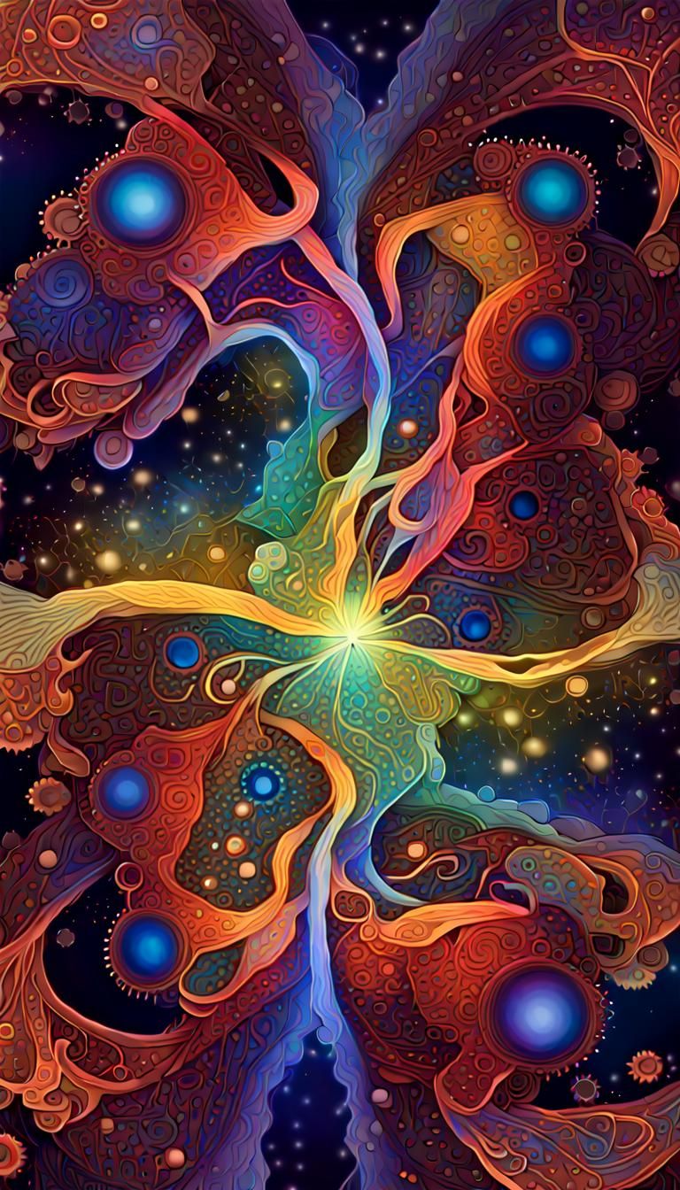 Psychedelic Fractal Infinity in Vivid Neon Colors